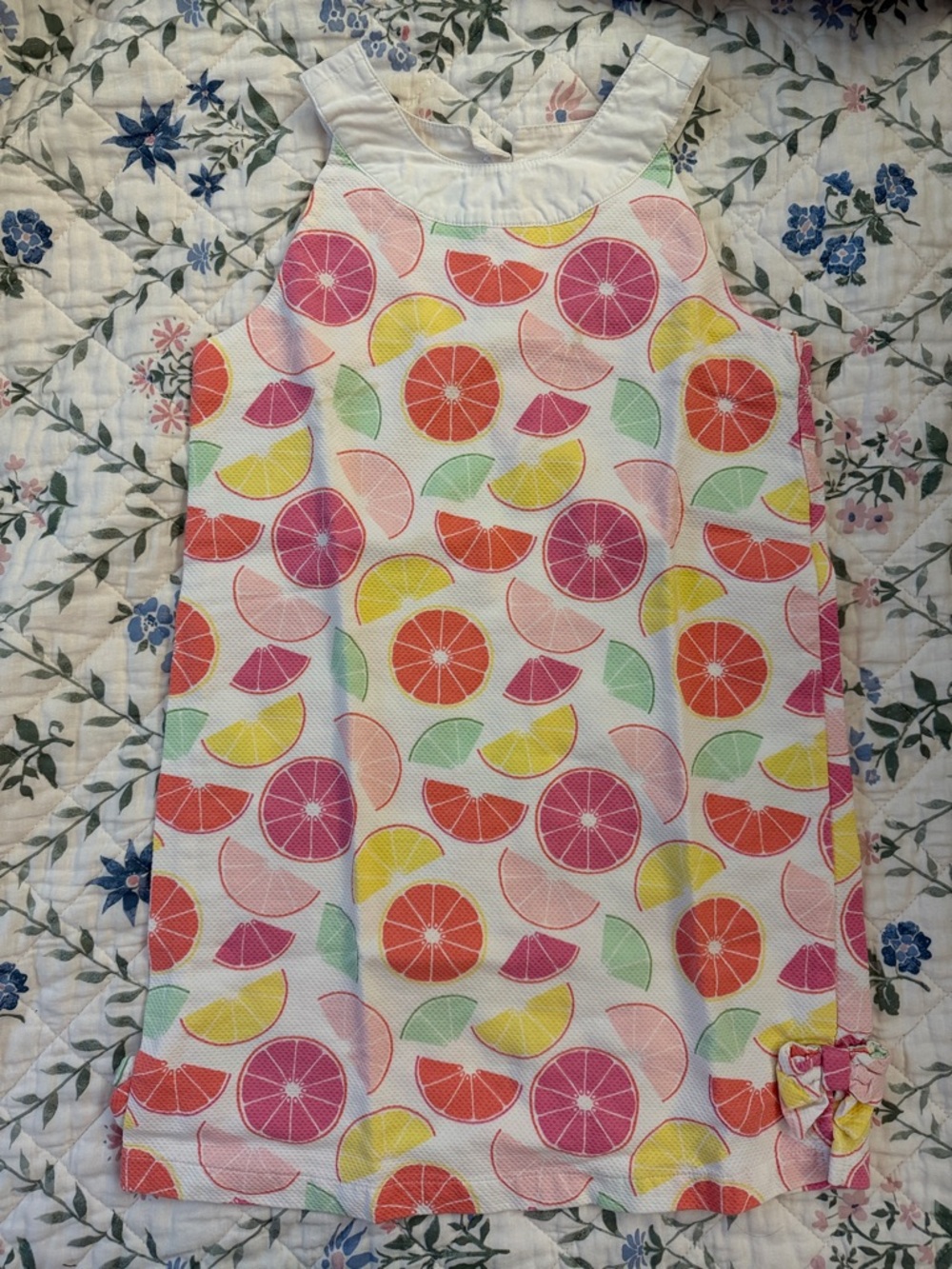 Gymboree White Dress with Pink, Orange, Yellow & Green Citrus Print